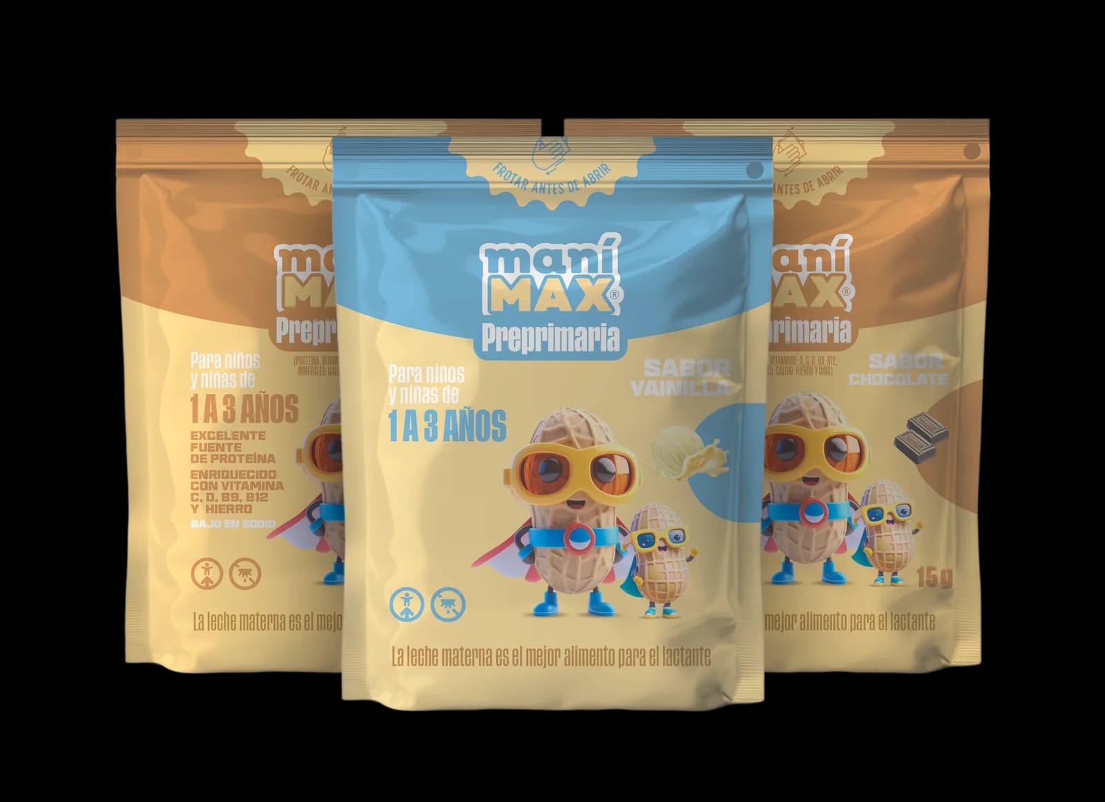 Sobres de Maní Max listos para consumir